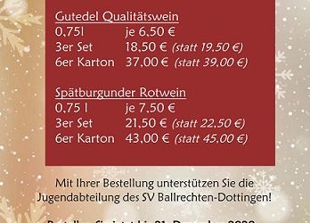 Wein für unseren Verein – Weihnachtsaktion!