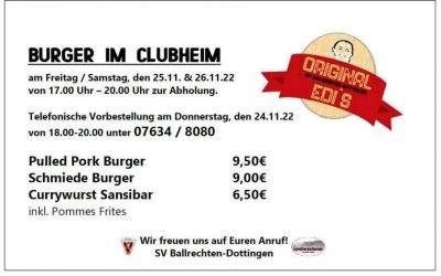 Burgertage 25.+26. November 2022!!
